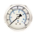 Pic Gauges Gauge, 2.5", 0/160psi, 1/4"CBM, SS PRO-302L-254F-01